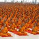 Mass ordination ceremony 100000 novice monks in buddhist lent session