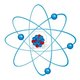 11657344 atomo aislado azul sobre fondo blanco ilustracion vectorial