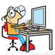 Cartoon man working computer 13780903