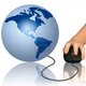 12772947 hand with computer mouse and globe vector illustration