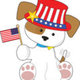 Puppy patriotic cute tail wagging wears hat waves small american flag 30696455 (1)