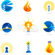 Stock illustration 12535196 lamps lighthouse light bulb and light icons