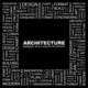 7371478 architecture word collage on black background vector illustration