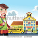 Stock vector a vector illustration of a little girl going to school 114307222