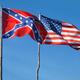 Confederate and american flags