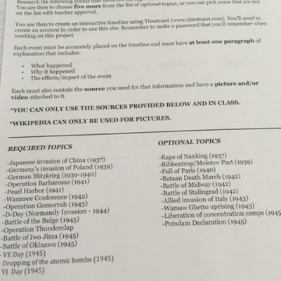 Timeline: World War II Project