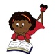 Black child a girl reading a book