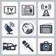 Iconos de los medios de comunicación del vector fijados 34985057
