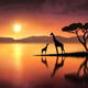 Giraffe sunset wallpaper 01