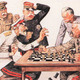 Caricatura guerra mundial ajedrez
