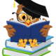 Owl with school books png clipart picture