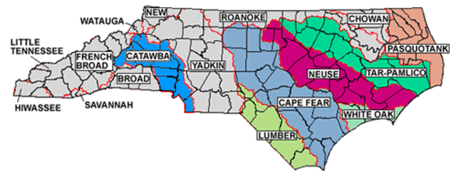 Nc River Basins , Map of major river basins in North Carolina – KRKRB