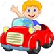 20754201 historieta del muchacho en el coche rojo foto de archivo