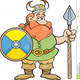 Cartoon viking holding shield spear illustration 39161236