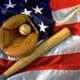 Baseball and american flag
