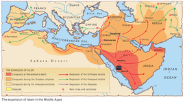 Timeline: spread  of Islam during middle ages