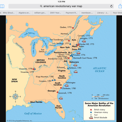 Timeline: Sean Leatherman, Block 7, American Revolutionary Battles