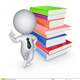 D small person big stack colorful books isolated white 35574424