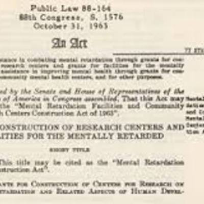 Timeline: Public Law 88-164 (1963)- started by John F. Kennedy, his sister influenced him to start a intellectual disorder. Kennedy authorized funds for training professionals who work with children with disabilities