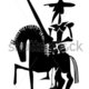 Don quixote knight and his horse in black 105458123
