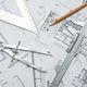 11178438 tools and papers for planning an architecture project stock photo
