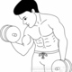 Black white man dumbbell exercises in gym clipart dark tone