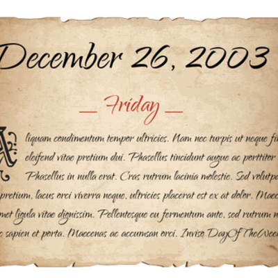 Timeline: . I WAS BORN ON DECEMBER 26 2003