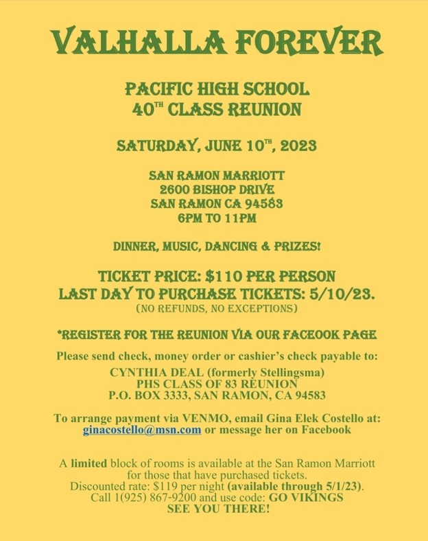 PHS 40th reunion flyer