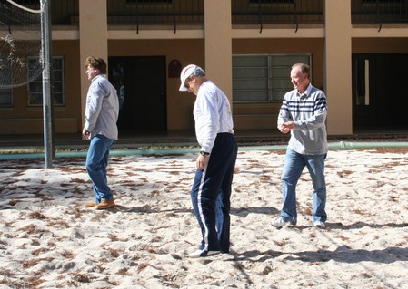 Rod Wood, Mel Saiz, Marlon Harris - ready for volleyball action