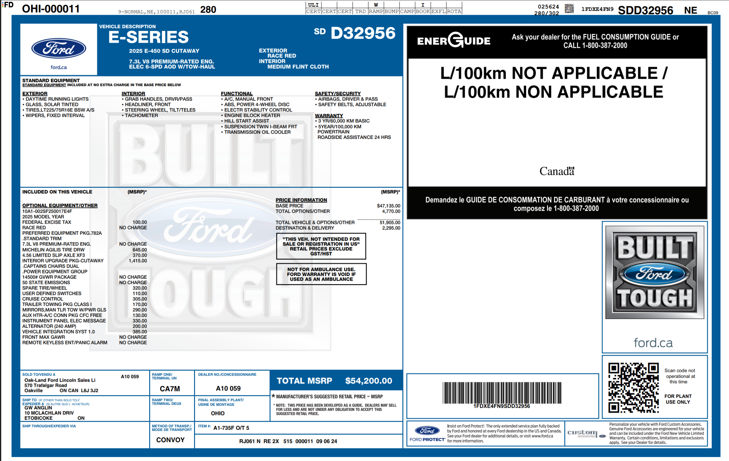2025 Ford E-Series Chassis E-450 SD Stripped 158 DRW RWD