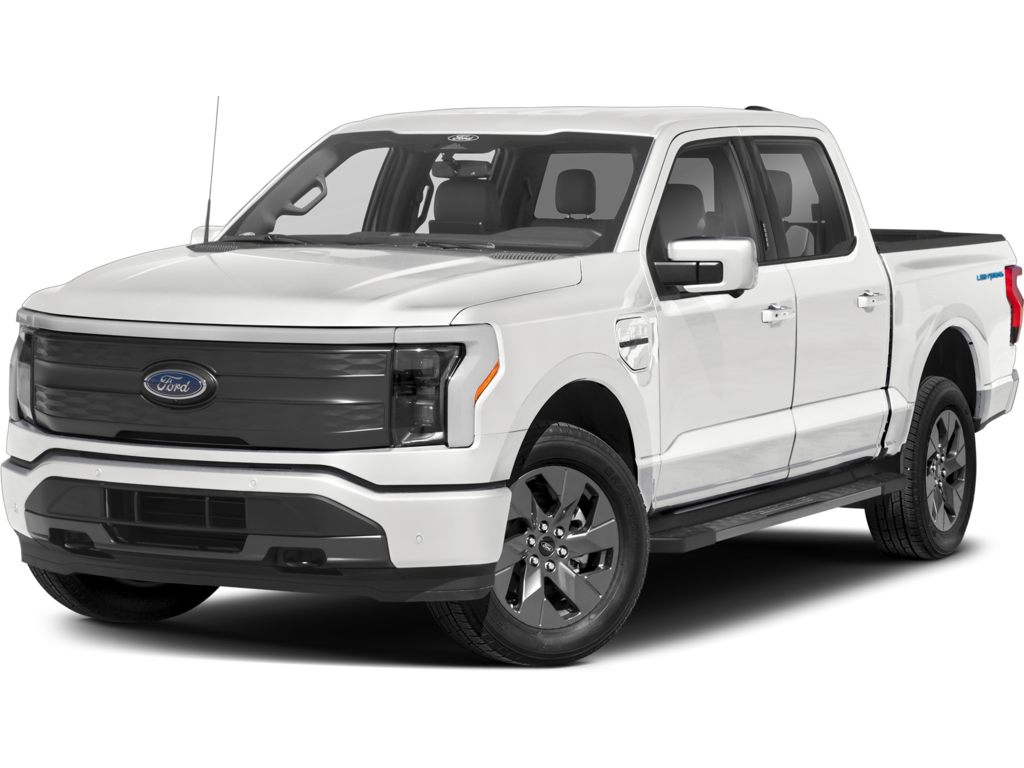 White 2025 Ford F-150 Lightning Lariat SuperCrew AWD Pickup Truck All-Wheel Drive 1-Speed Automatic