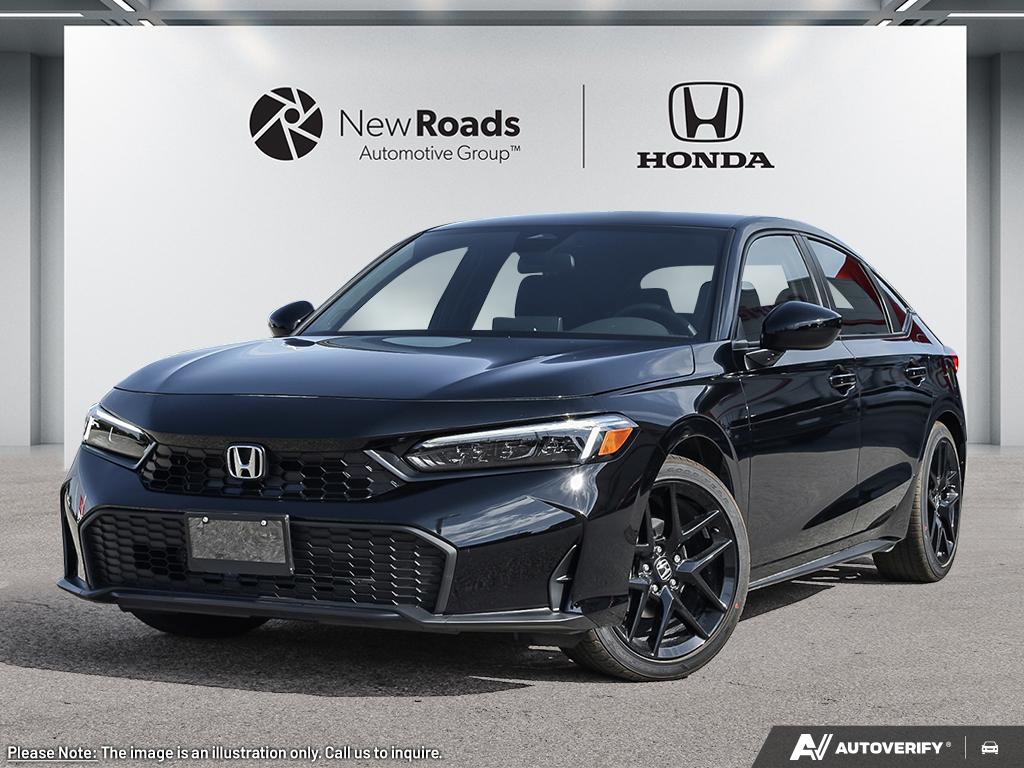 Black 2025 Honda Civic Hatchback Sport FWD Hatchback Front-Wheel Drive Continuously Variable Transmission