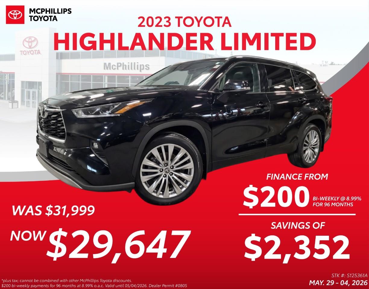 Black 2023 Toyota Highlander Limited AWD SUV / Crossover All-Wheel Drive 8-Speed Automatic