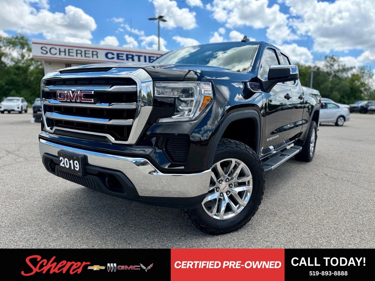 Black 2019 GMC Sierra 1500 SLE Double Cab 4WD Pickup Truck Four-Wheel Drive 8-Speed Automatic