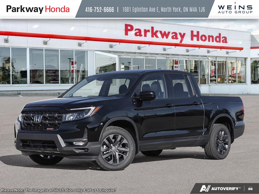 Black 2026 Honda Ridgeline Sport AWD Pickup Truck All-Wheel Drive 9-Speed Automatic