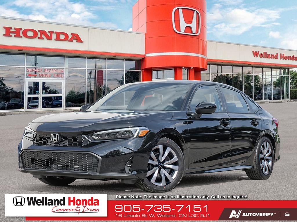 Black 2026 Honda Civic LX FWD Sedan Front-Wheel Drive Continuously Variable Transmission
