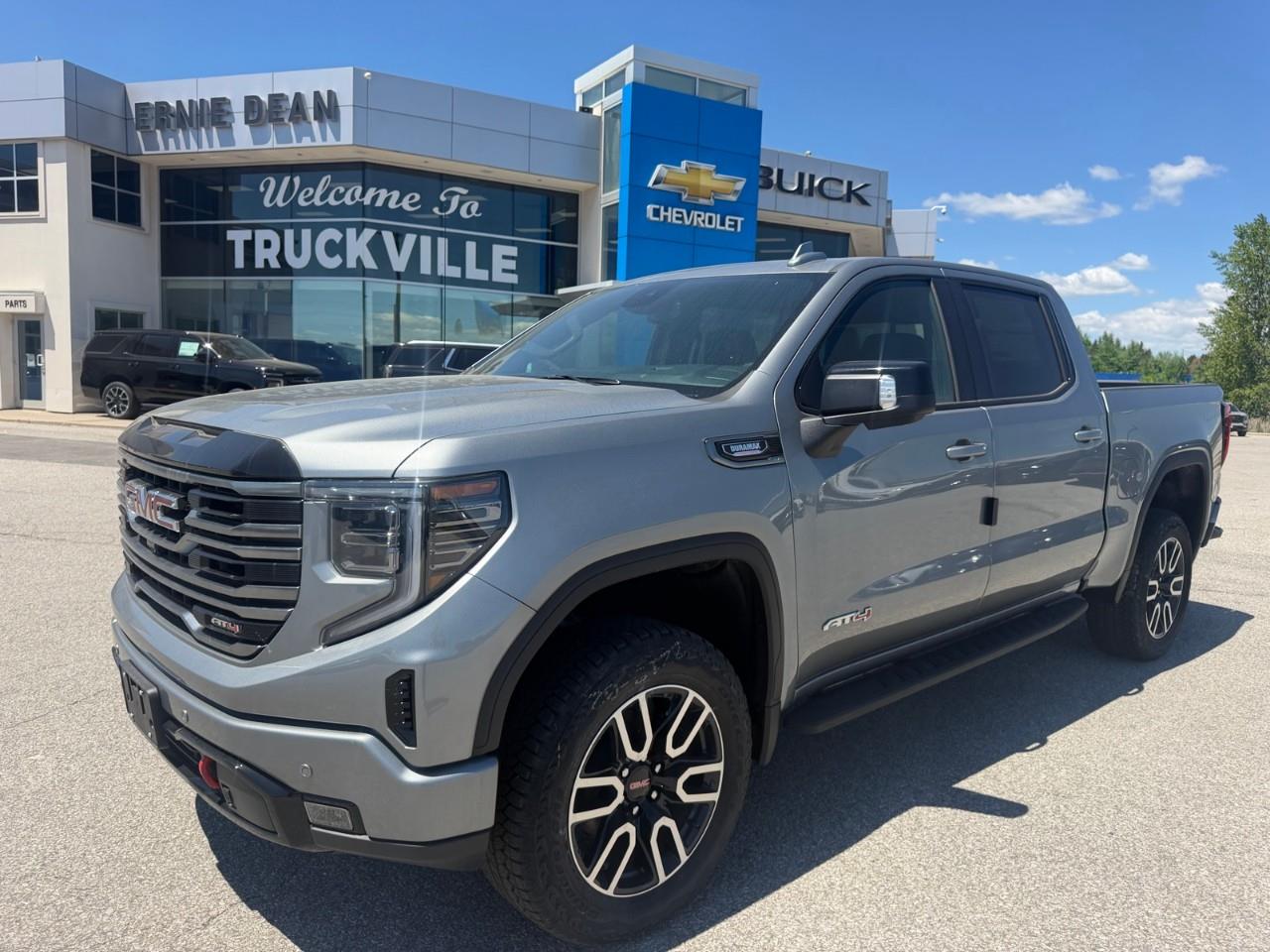 Silver 2026 GMC Sierra 1500 AT4 Crew Cab 4WD Pickup Truck Four-Wheel Drive Automatic