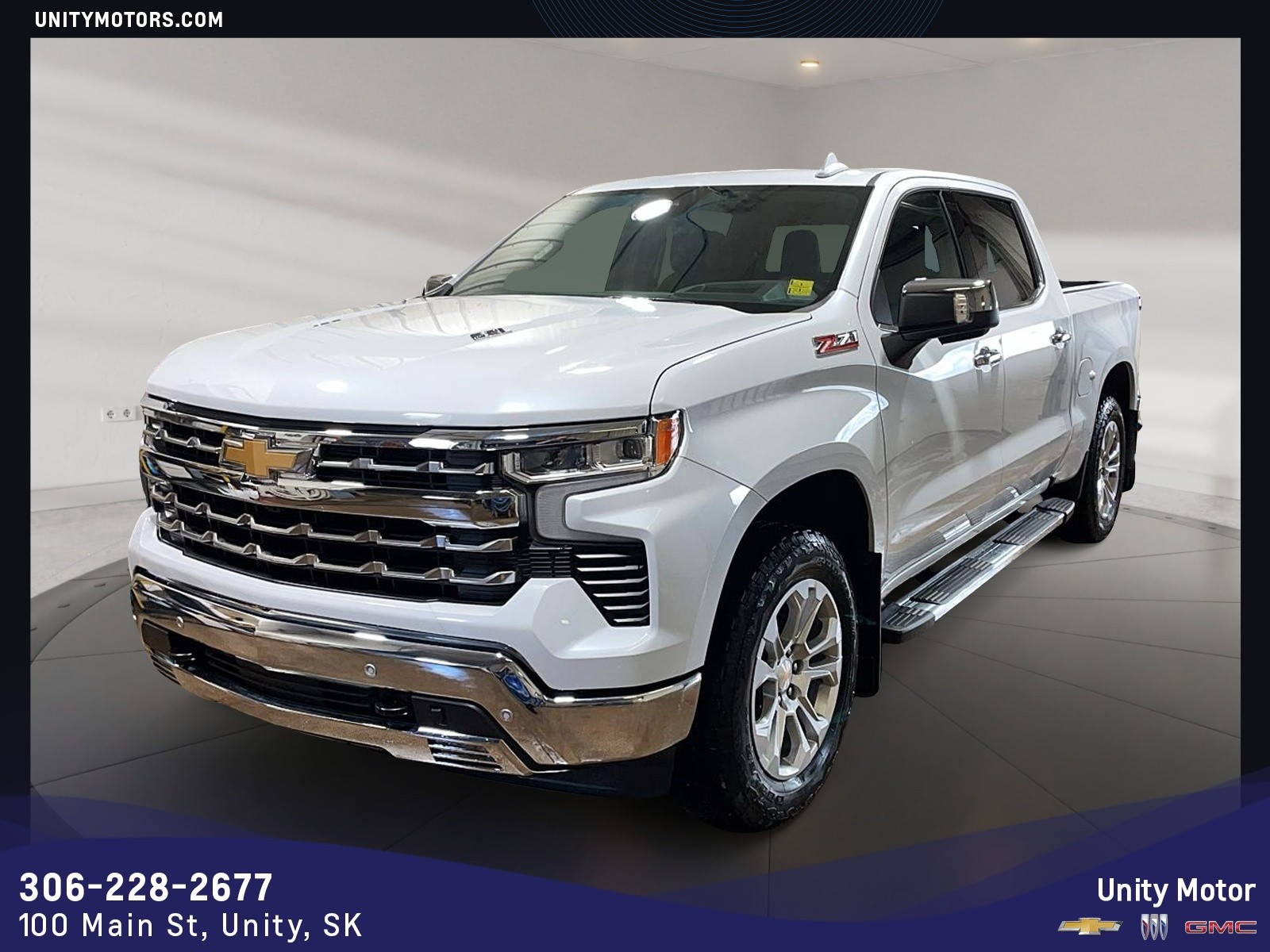 White 2026 Chevrolet Silverado 1500 LTZ Crew Cab 4WD Pickup Truck Four-Wheel Drive Automatic