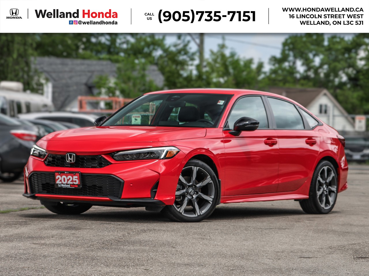 Red 2025 Honda Civic Hybrid Sedan Front-Wheel Drive Continuously Variable Transmission