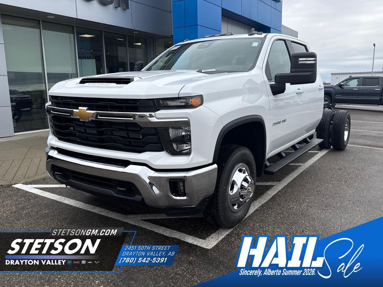 White 2026 Chevrolet Silverado 3500HD Chassis Pickup Truck Four-Wheel Drive Automatic