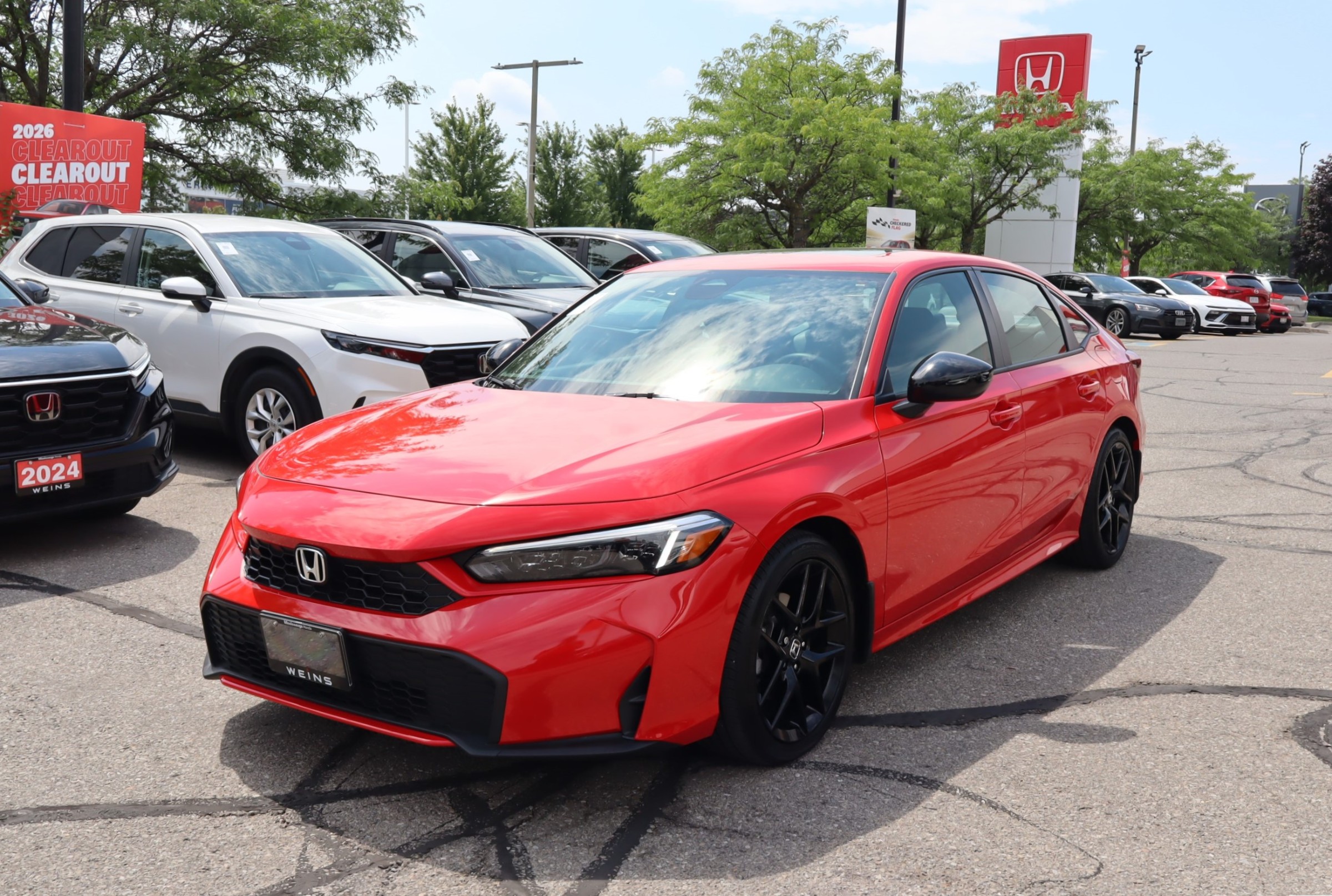 Red 2025 Honda Civic Hybrid Sedan Front-Wheel Drive Continuously Variable Transmission