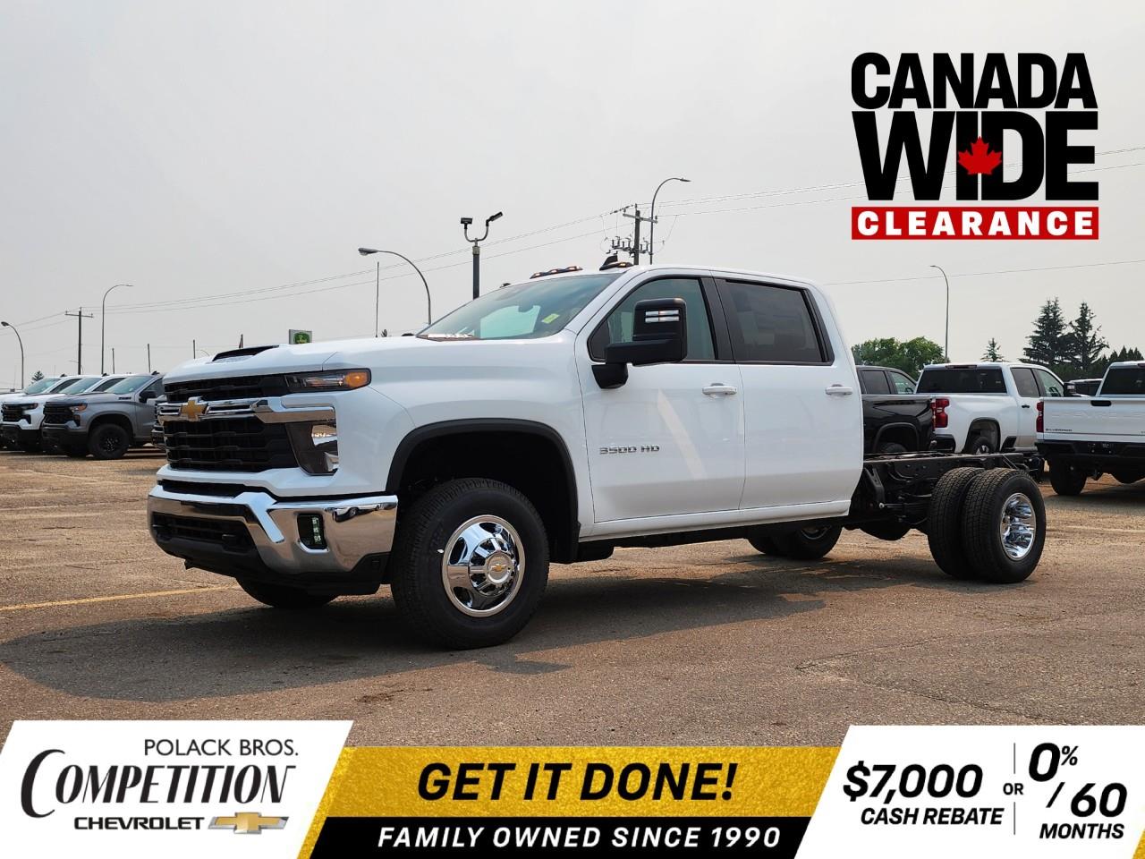 White 2026 Chevrolet Silverado 3500HD Chassis Pickup Truck Four-Wheel Drive Automatic