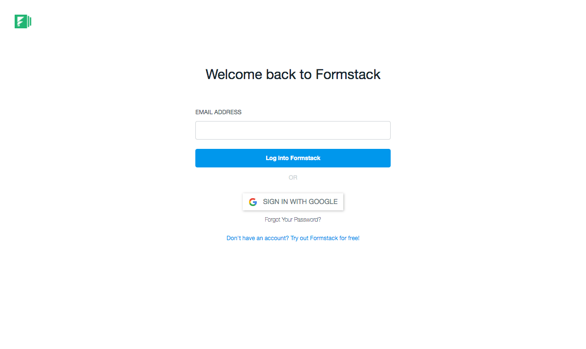 Formstack Login page Find SaaS sites inspiration