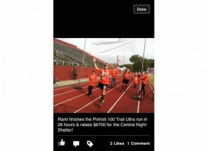 Rami Odeh celebrates 100 mile fundraising event for Central Night Shelter