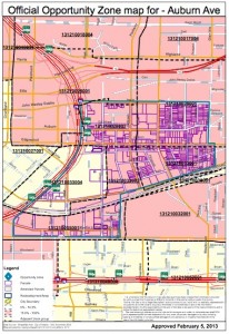 These are the boundaries of the new opportunity zone the state created along Auburn Avenue. Credit: DCA