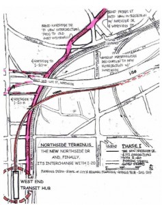 The Georgia Tech suggests a relatively low-cost solution for improving connectivity at the junction of Northside Drive and I-20. Credit: Georgia Tech