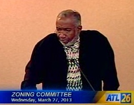 Atlanta resident Ron Shakir raises questions to the Zoning Committee of the Atlanta City Council. Credit: City of Atlanta