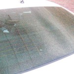 Photo of pollen-covered windshield on April 10 at Kirkwood Car Wash