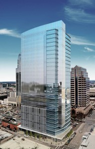 This rendering shows the 29-story office tower that Cousins Properties is developing in Austin. The architect, Duda/Paine Architects, of Durham, N.C., won an award for another tower in Austin built by Cousins. Credit: Cousins Properties, Inc.