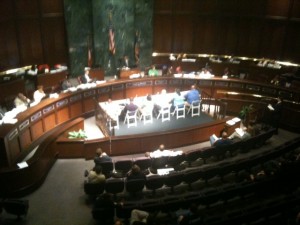 The first-ever team of lobbyists for Atlanta's police, firefighters and 911 operators present their request for a pay hike for public safety workers to the Atlanta City Council. The sworn officers who work for the city's Corrections Department did not have a designated representative. Credit: David Pendered